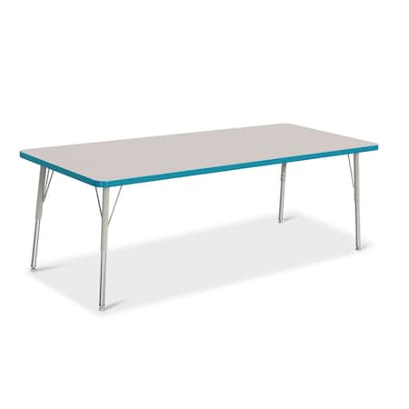 Jonti-Craft Berries Rectangle Activity Table, 30 in. x 72 in., A-height, Freckled Gray/Teal/Gray 6413JCA005